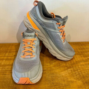 HOKA one one bondi 7 running shoes‎ women’s size 10 orange and gray color way